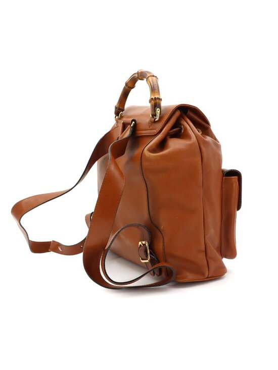 Gucci Bamboo Backpack Leather Brown Gold main image 8